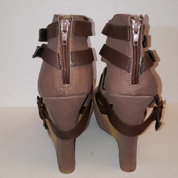 Qupid brown open toe strappy wedges - Picture 4 of 7